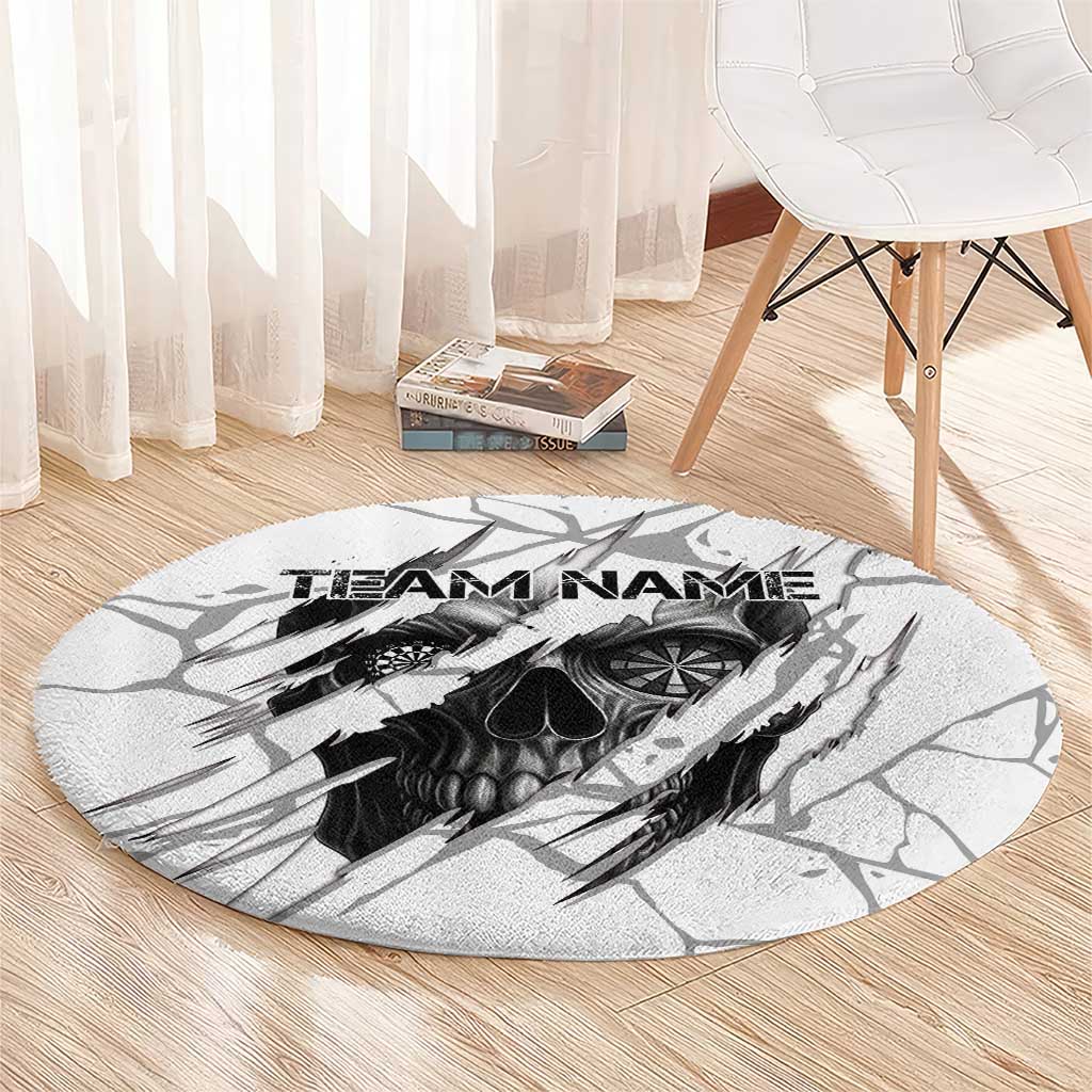 Dartboard Skull Darts Round Carpet with Torn Stone Texture and Cracked Marble Design - Wonder Print Shop