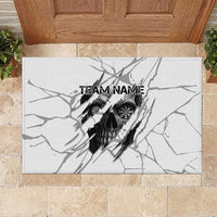 Dartboard Skull Darts Rubber Doormat with Torn Stone Texture and Cracked Marble Design - Wonder Print Shop