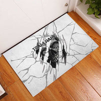 Dartboard Skull Darts Rubber Doormat with Torn Stone Texture and Cracked Marble Design - Wonder Print Shop