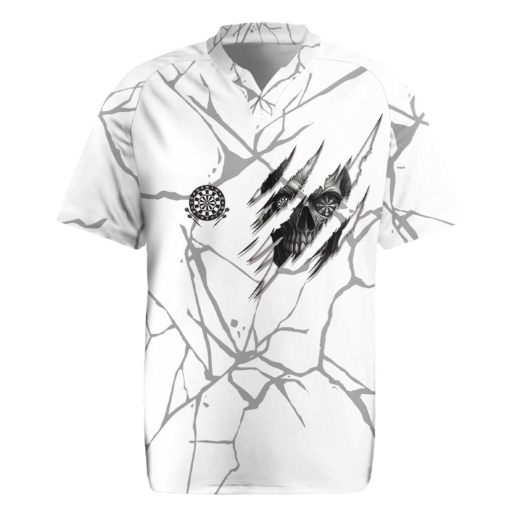 Dartboard Skull Darts Rugby Jersey with Torn Stone Texture and Cracked Marble Design - Wonder Print Shop