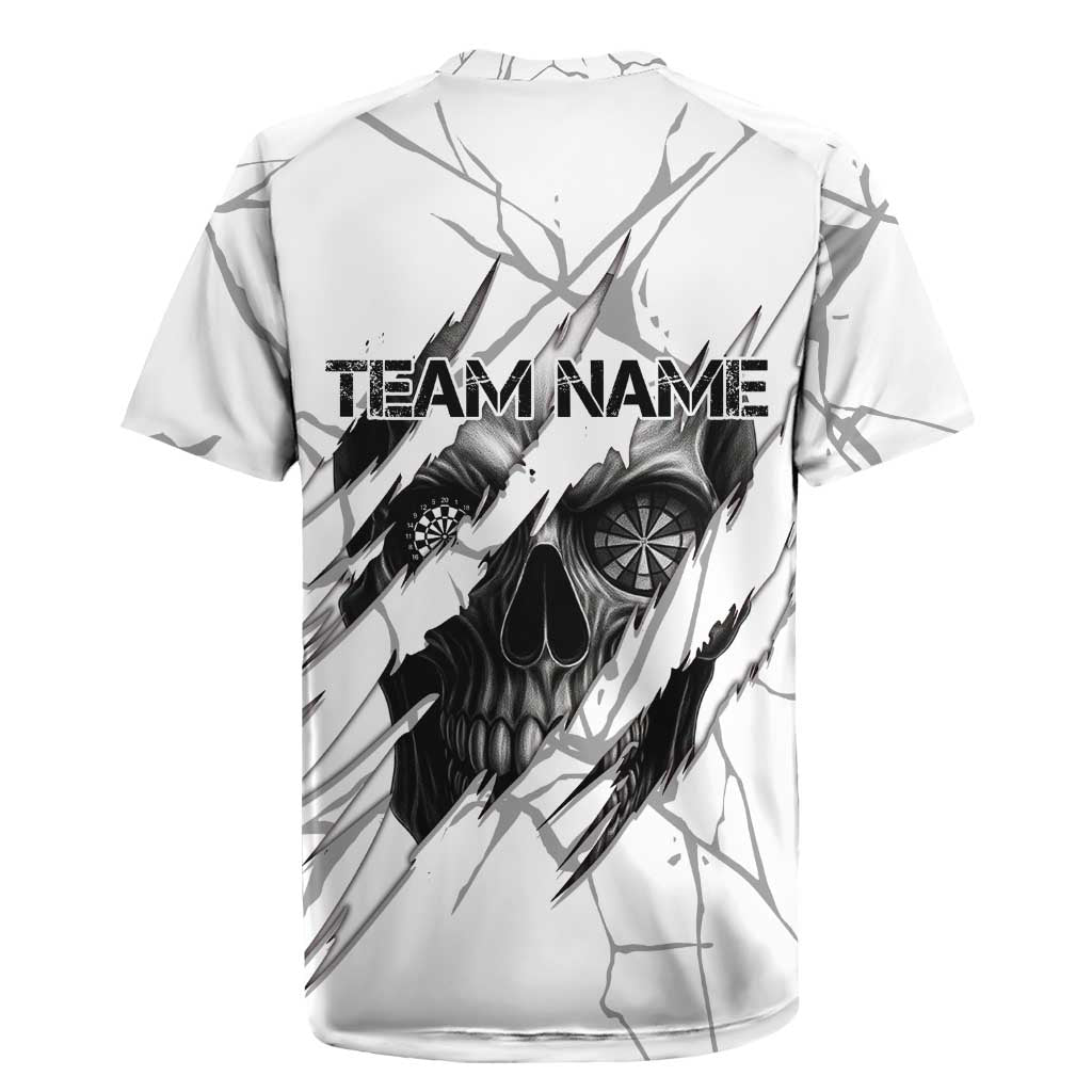 Dartboard Skull Darts Rugby Jersey with Torn Stone Texture and Cracked Marble Design - Wonder Print Shop