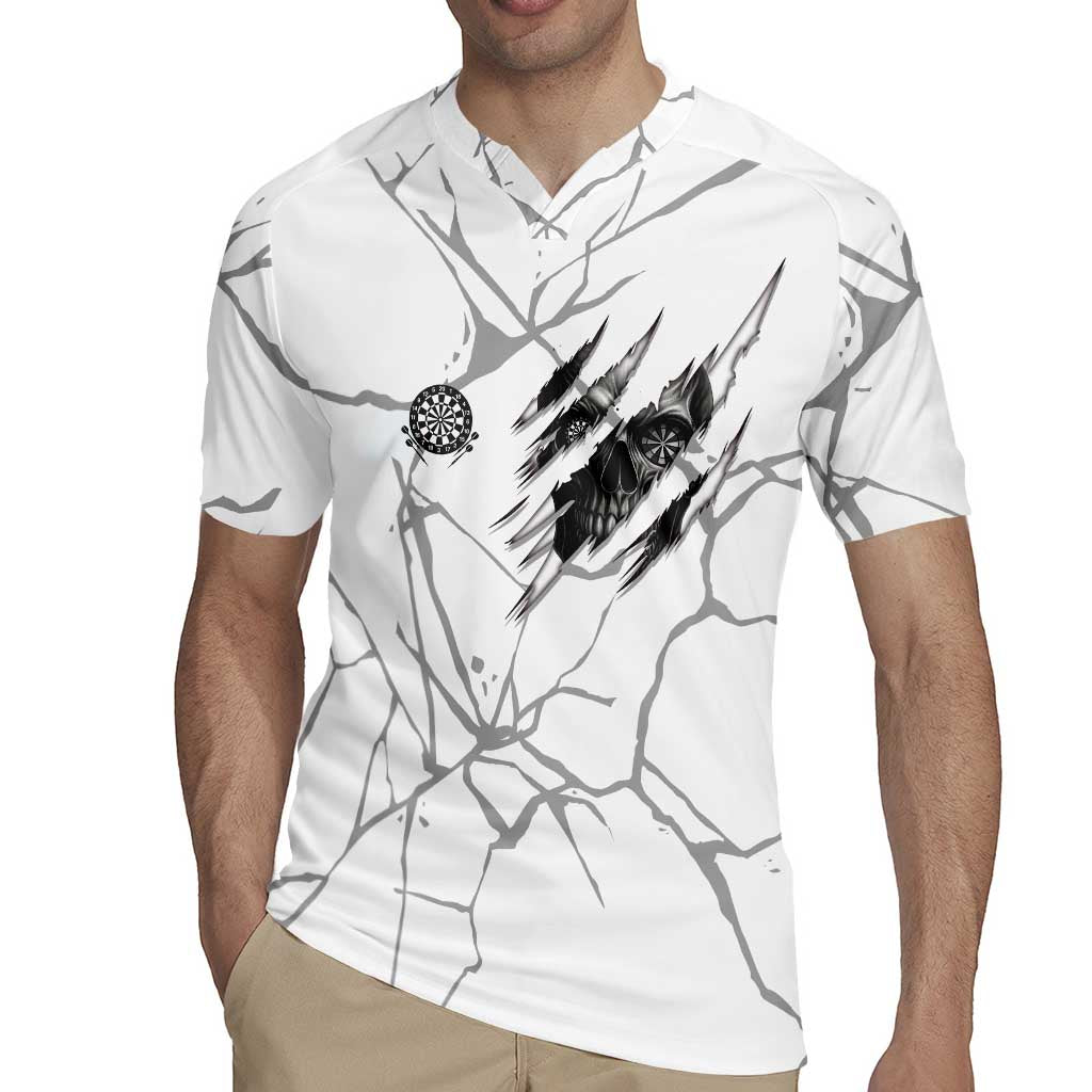 Dartboard Skull Darts Rugby Jersey with Torn Stone Texture and Cracked Marble Design - Wonder Print Shop