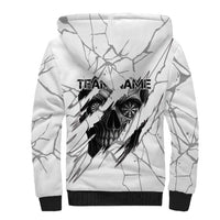 Dartboard Skull Darts Sherpa Hoodie with Torn Stone Texture and Cracked Marble Design - Wonder Print Shop