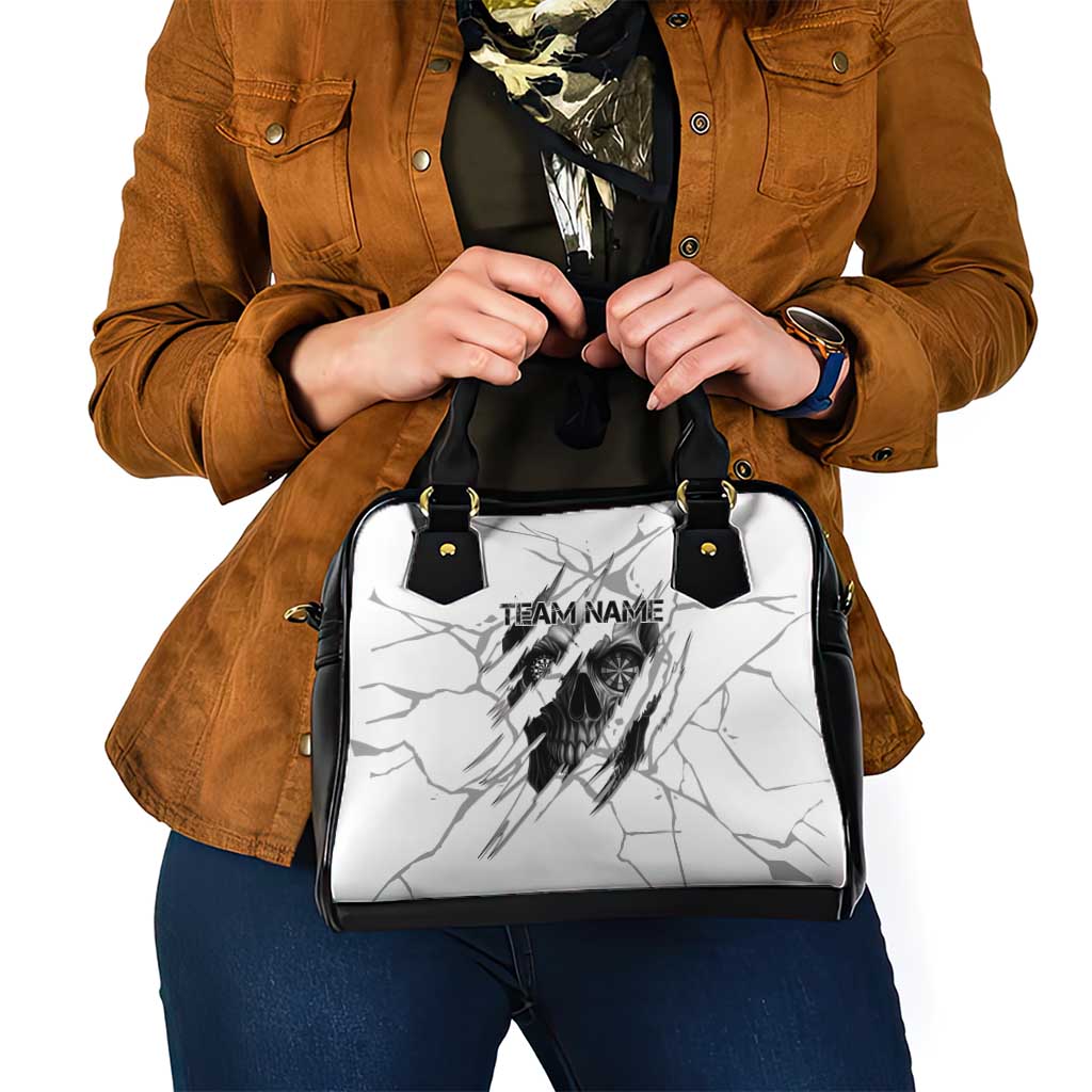 Dartboard Skull Darts Shoulder Handbag with Torn Stone Texture and Cracked Marble Design - Wonder Print Shop