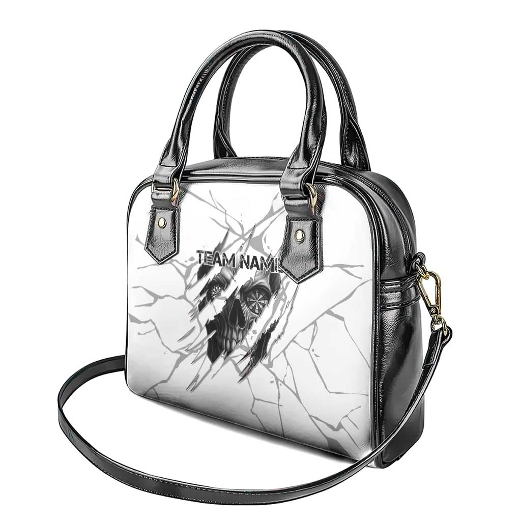 Dartboard Skull Darts Shoulder Handbag with Torn Stone Texture and Cracked Marble Design - Wonder Print Shop