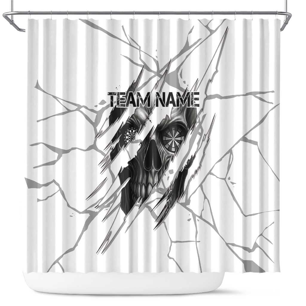 Dartboard Skull Darts Shower Curtain with Torn Stone Texture and Cracked Marble Design - Wonder Print Shop