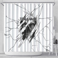 Dartboard Skull Darts Shower Curtain with Torn Stone Texture and Cracked Marble Design - Wonder Print Shop