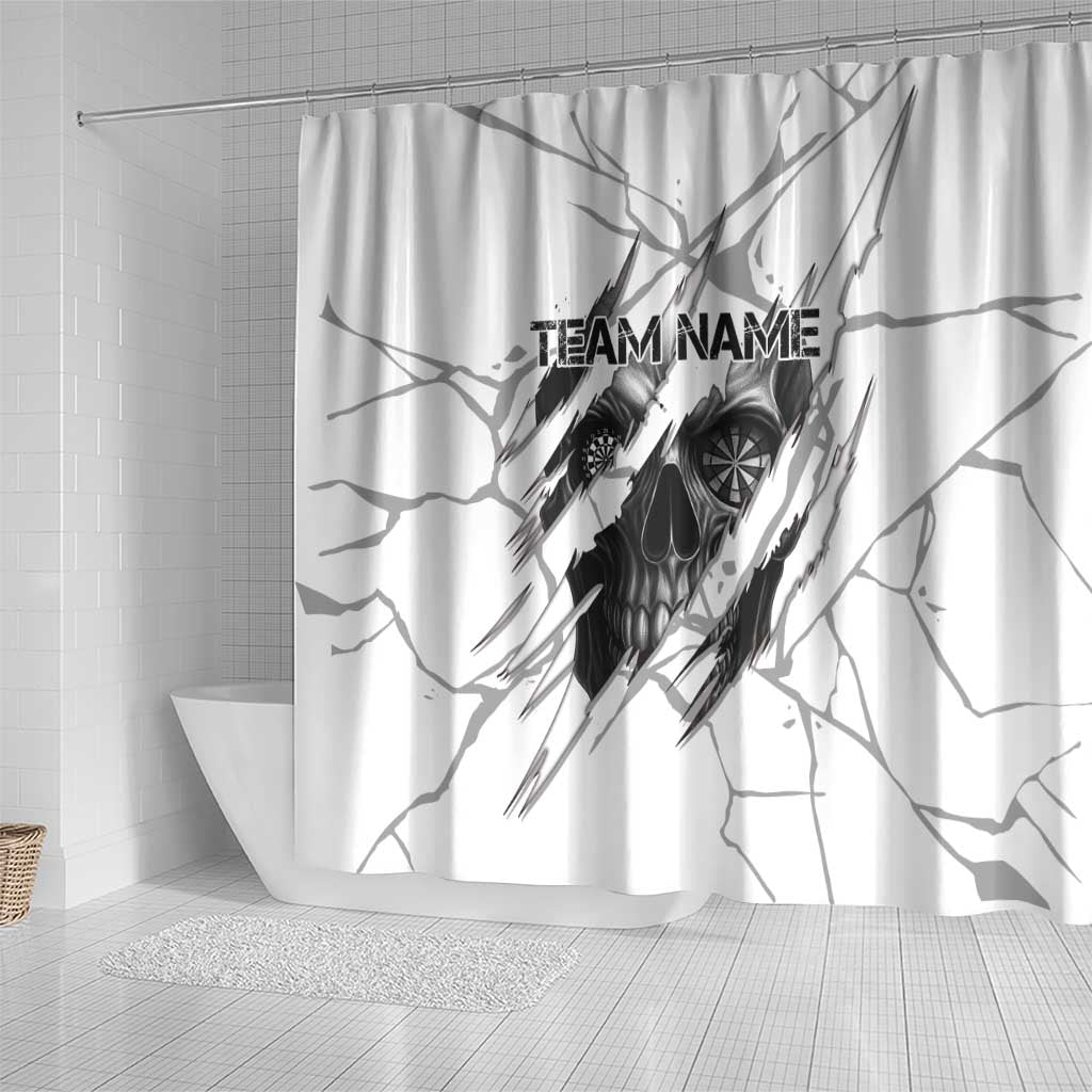 Dartboard Skull Darts Shower Curtain with Torn Stone Texture and Cracked Marble Design - Wonder Print Shop