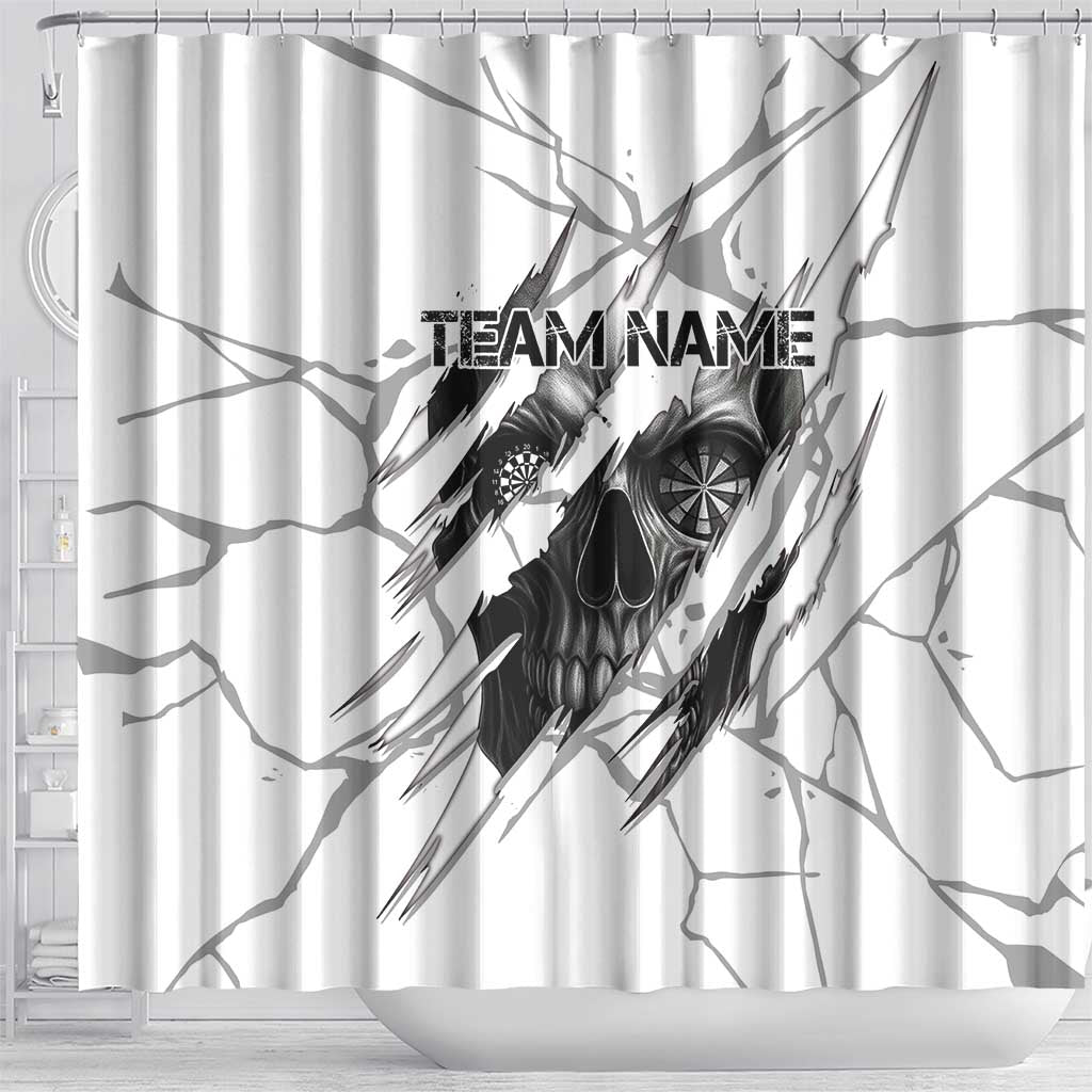 Dartboard Skull Darts Shower Curtain with Torn Stone Texture and Cracked Marble Design - Wonder Print Shop