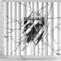 Dartboard Skull Darts Shower Curtain with Torn Stone Texture and Cracked Marble Design - Wonder Print Shop