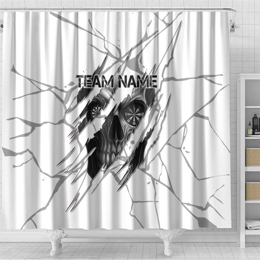Dartboard Skull Darts Shower Curtain with Torn Stone Texture and Cracked Marble Design - Wonder Print Shop