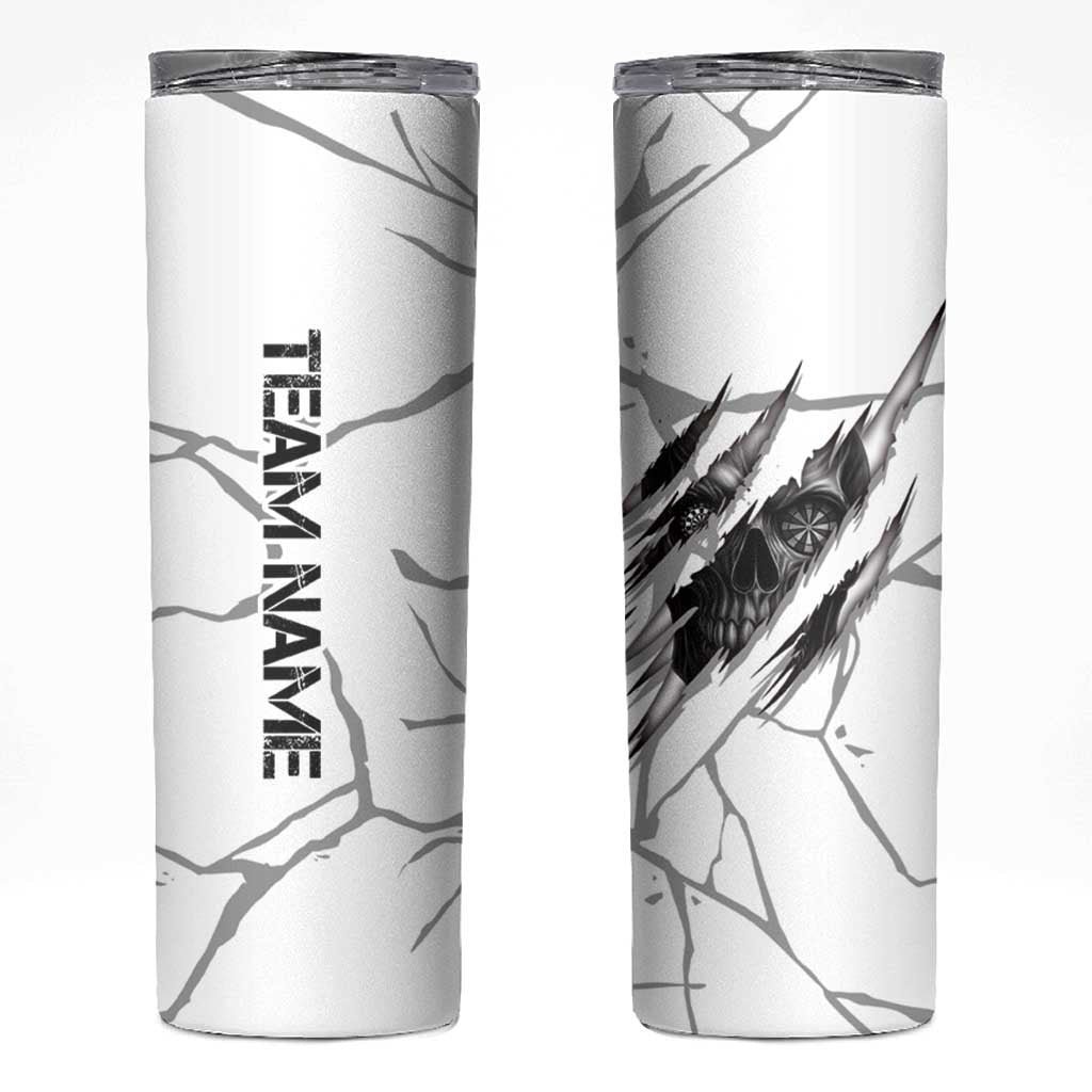 Dartboard Skull Darts Skinny Tumbler with Torn Stone Texture and Cracked Marble Design - Wonder Print Shop
