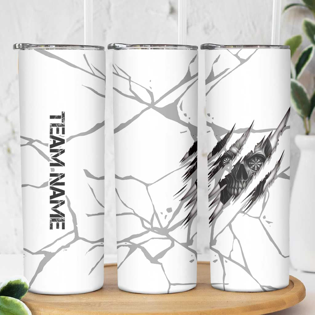 Dartboard Skull Darts Skinny Tumbler with Torn Stone Texture and Cracked Marble Design - Wonder Print Shop