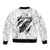 Dartboard Skull Darts Sleeve Zip Bomber Jacket with Torn Stone Texture and Cracked Marble Design - Wonder Print Shop