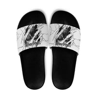 Dartboard Skull Darts Slide Sandals with Torn Stone Texture and Cracked Marble Design - Wonder Print Shop