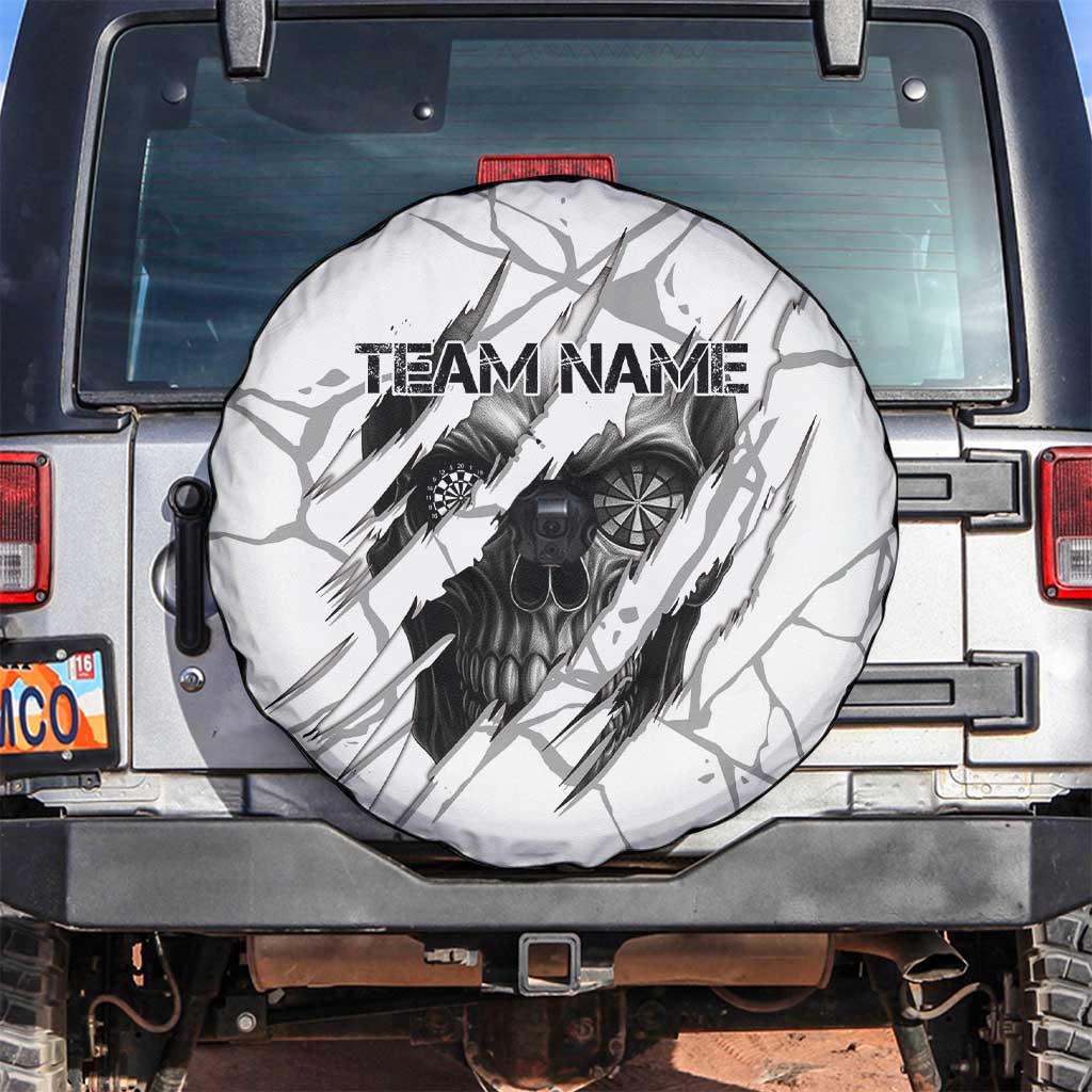 Dartboard Skull Darts Spare Tire Cover with Torn Stone Texture and Cracked Marble Design - Wonder Print Shop