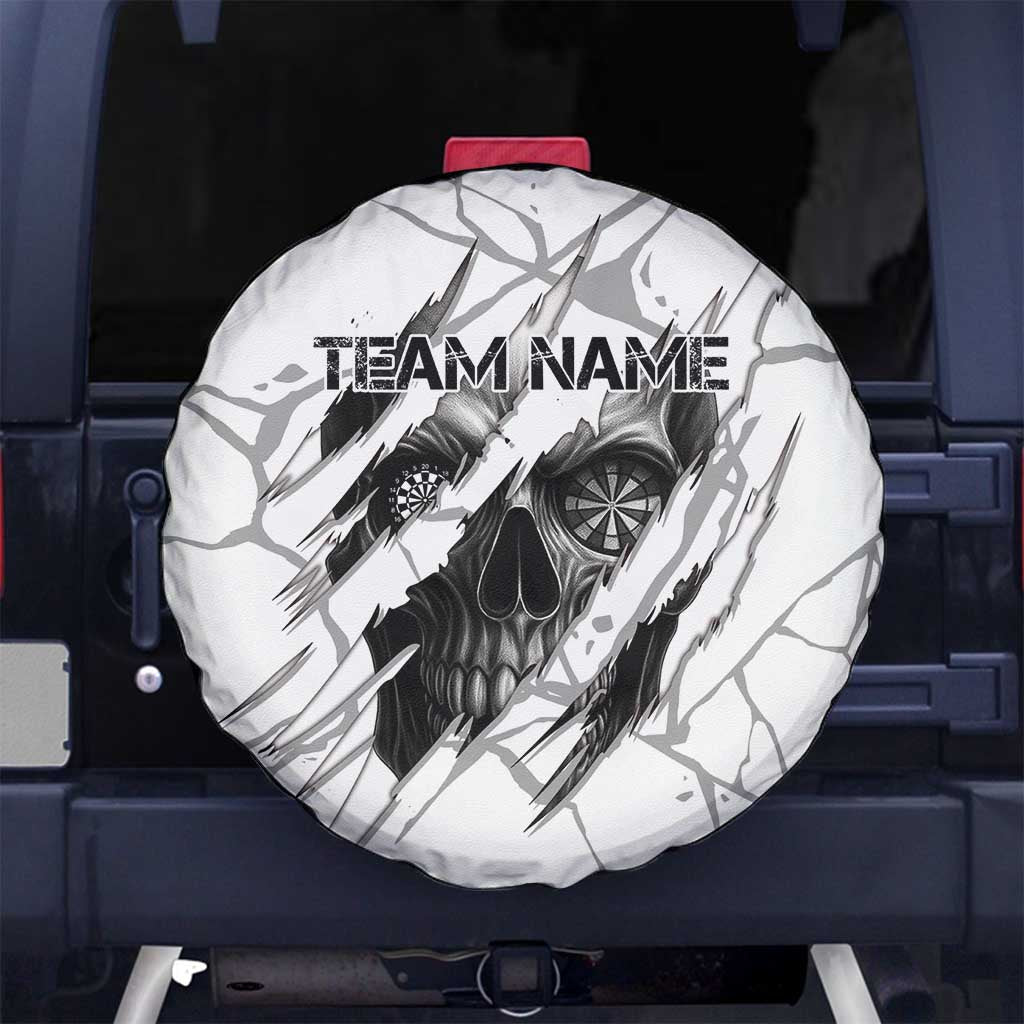 Dartboard Skull Darts Spare Tire Cover with Torn Stone Texture and Cracked Marble Design - Wonder Print Shop
