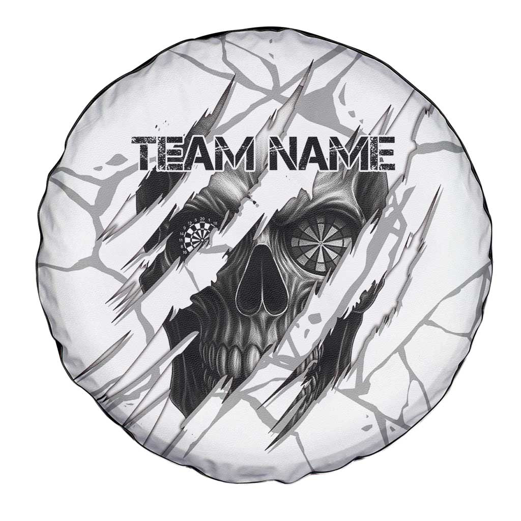 Dartboard Skull Darts Spare Tire Cover with Torn Stone Texture and Cracked Marble Design - Wonder Print Shop