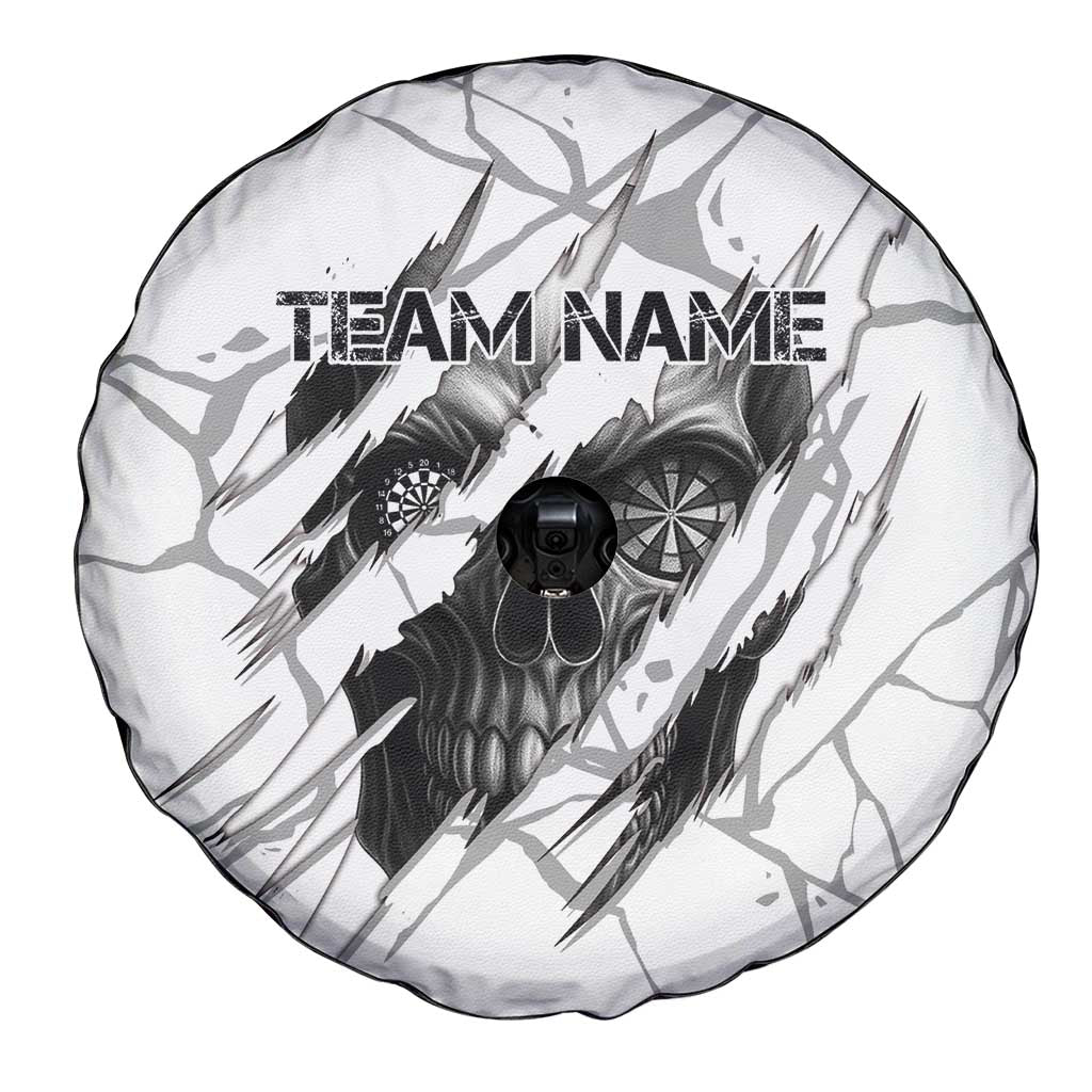 Dartboard Skull Darts Spare Tire Cover with Torn Stone Texture and Cracked Marble Design - Wonder Print Shop