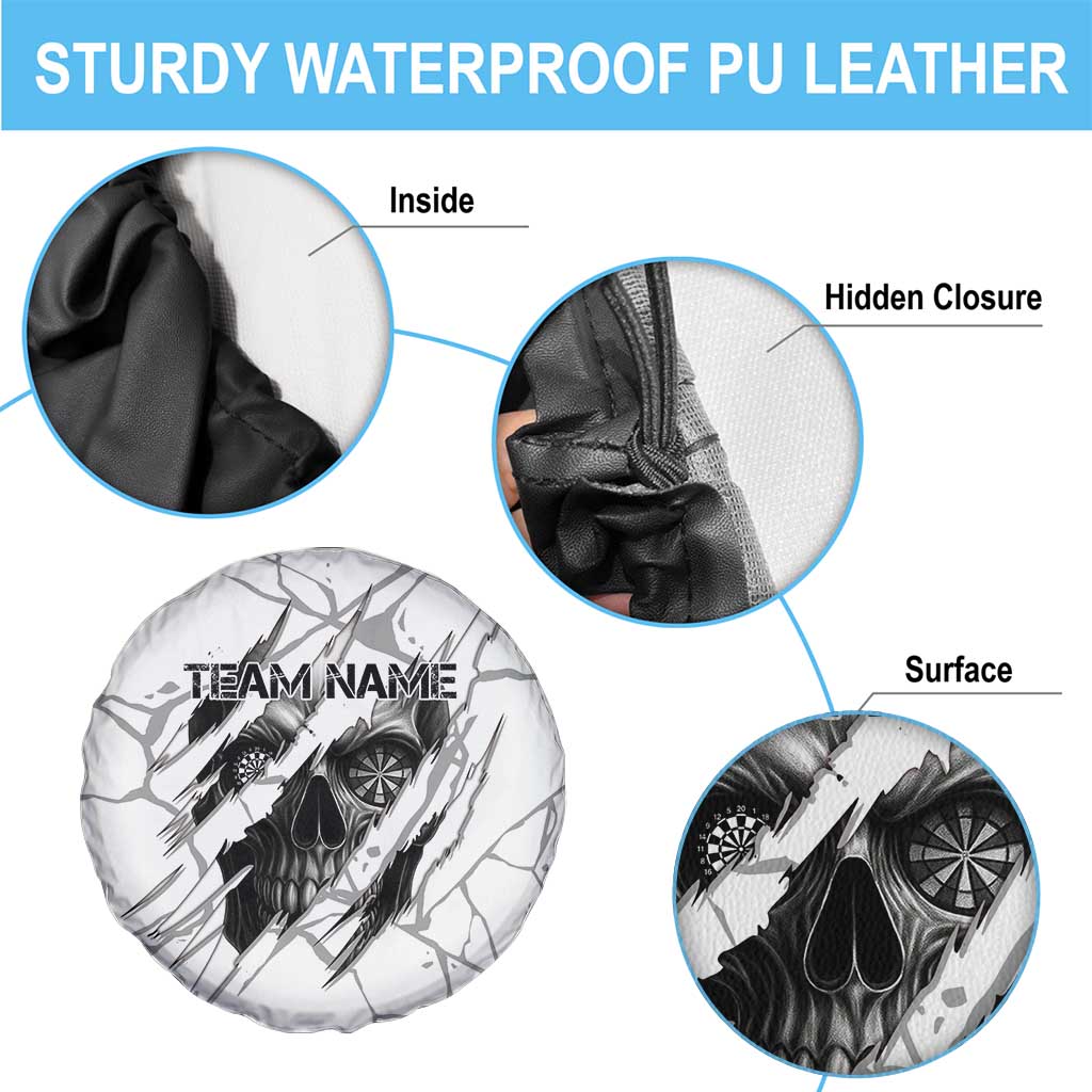 Dartboard Skull Darts Spare Tire Cover with Torn Stone Texture and Cracked Marble Design - Wonder Print Shop