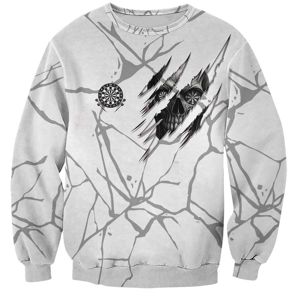 Dartboard Skull Darts Sweatshirt with Torn Stone Texture and Cracked Marble Design - Wonder Print Shop