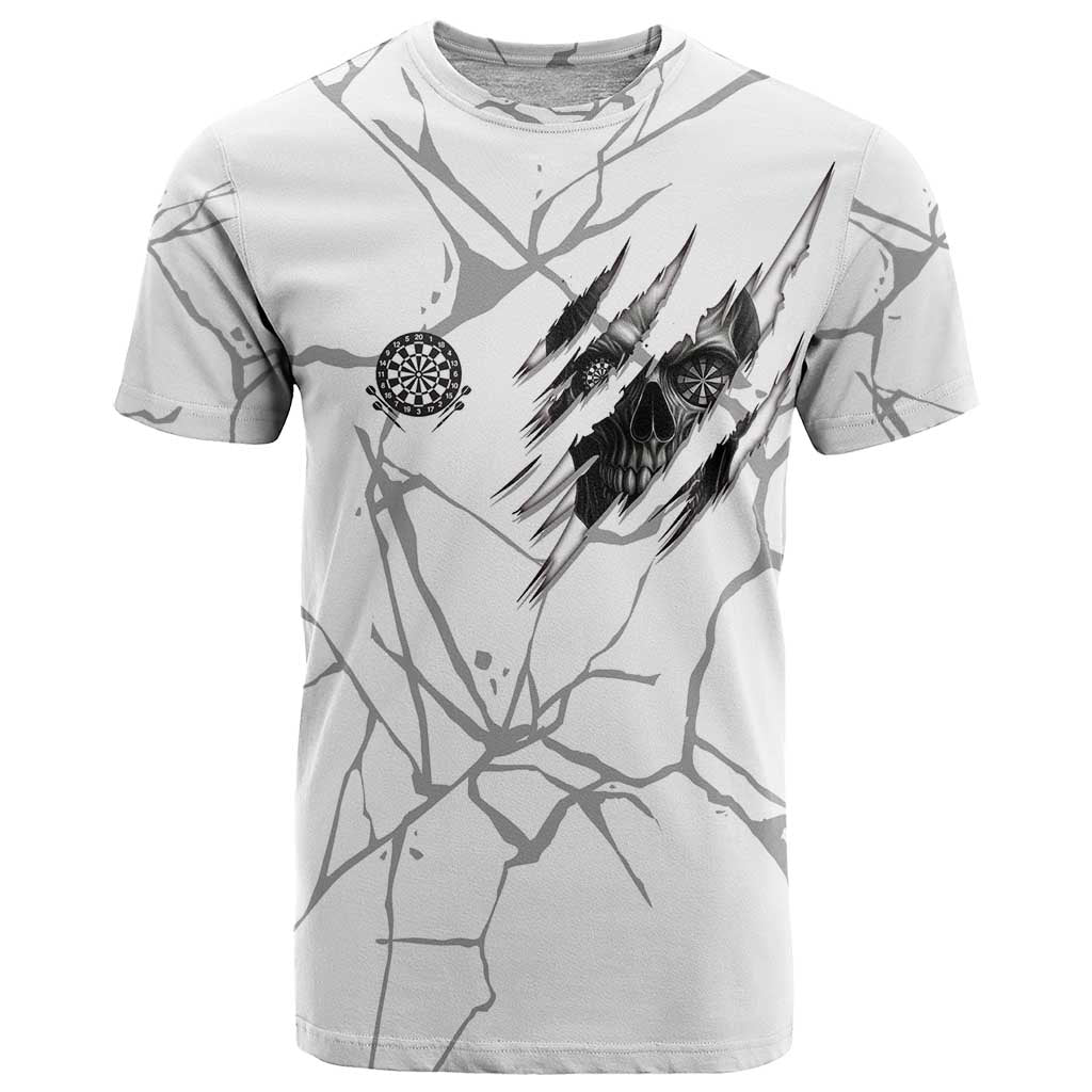 Dartboard Skull Darts T Shirt with Torn Stone Texture and Cracked Marble Design - Wonder Print Shop