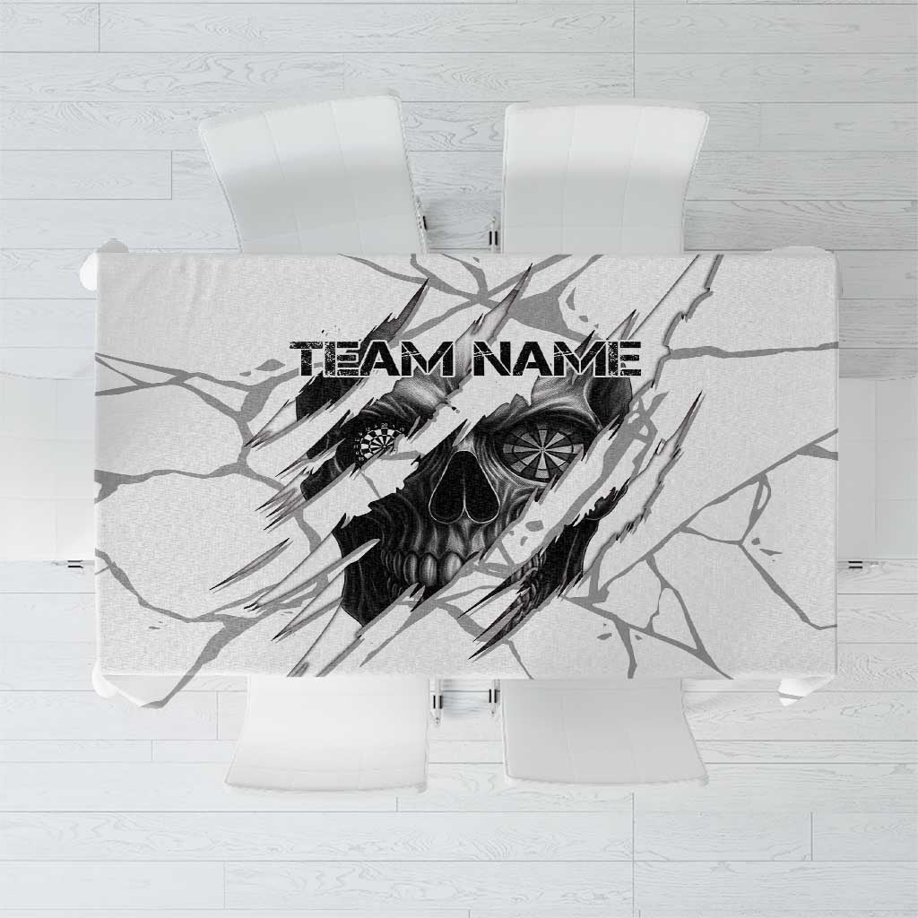 Dartboard Skull Darts Tablecloth with Torn Stone Texture and Cracked Marble Design - Wonder Print Shop