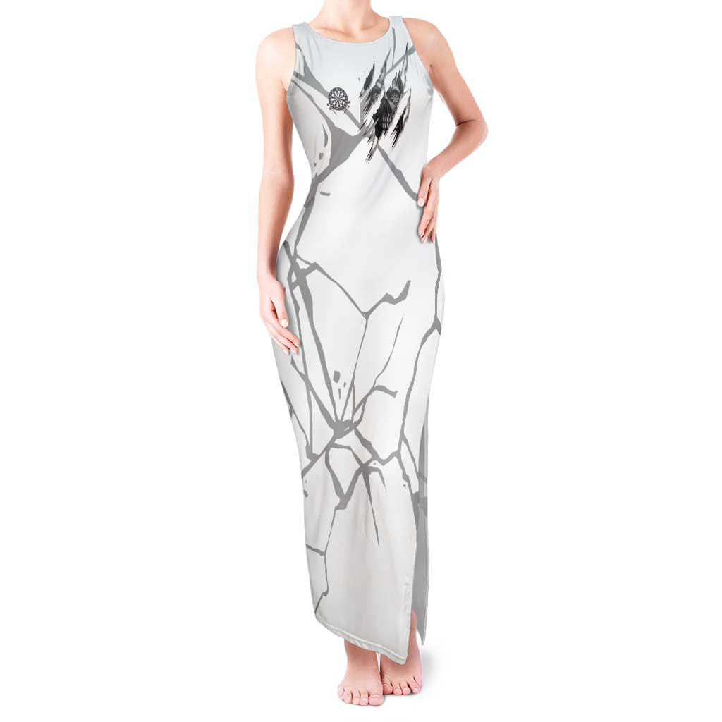 Dartboard Skull Darts Tank Maxi Dress with Torn Stone Texture and Cracked Marble Design - Wonder Print Shop