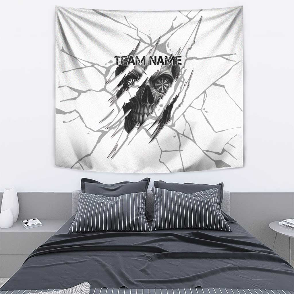 Dartboard Skull Darts Tapestry with Torn Stone Texture and Cracked Marble Design - Wonder Print Shop