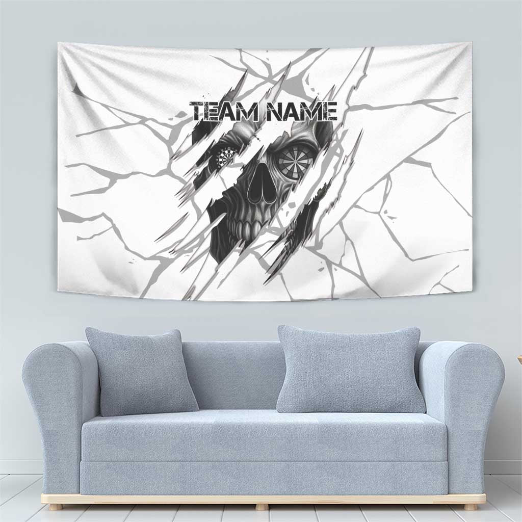 Dartboard Skull Darts Tapestry with Torn Stone Texture and Cracked Marble Design - Wonder Print Shop