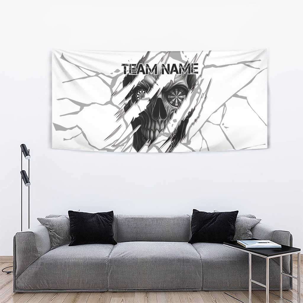 Dartboard Skull Darts Tapestry with Torn Stone Texture and Cracked Marble Design - Wonder Print Shop