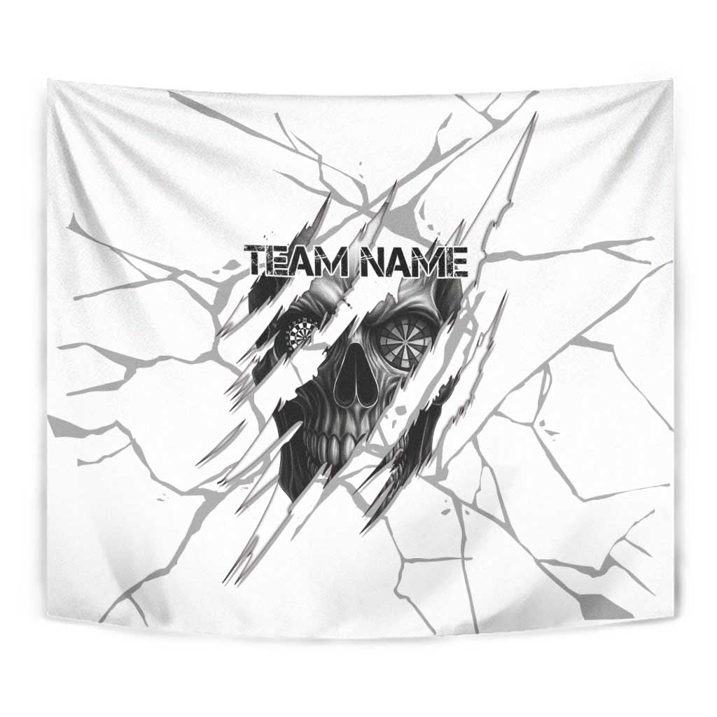 Dartboard Skull Darts Tapestry with Torn Stone Texture and Cracked Marble Design - Wonder Print Shop
