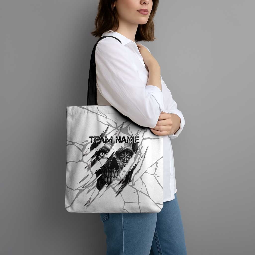 Dartboard Skull Darts Tote Bag with Torn Stone Texture and Cracked Marble Design - Wonder Print Shop