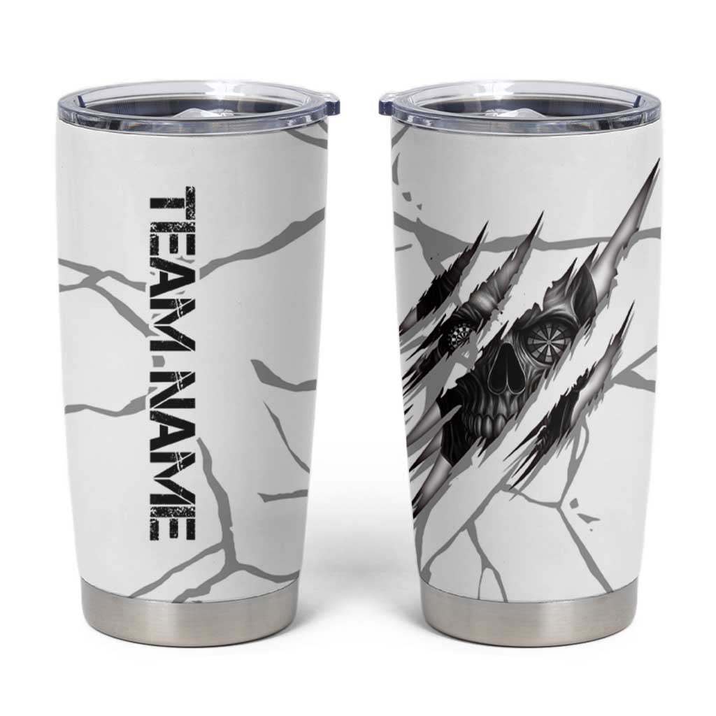 Dartboard Skull Darts Tumbler Cup with Torn Stone Texture and Cracked Marble Design - Wonder Print Shop