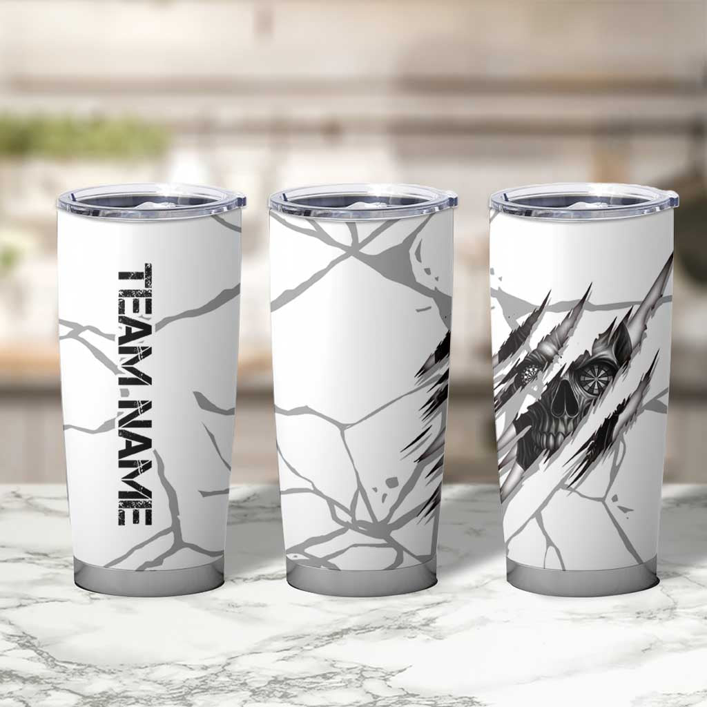 Dartboard Skull Darts Tumbler Cup with Torn Stone Texture and Cracked Marble Design - Wonder Print Shop