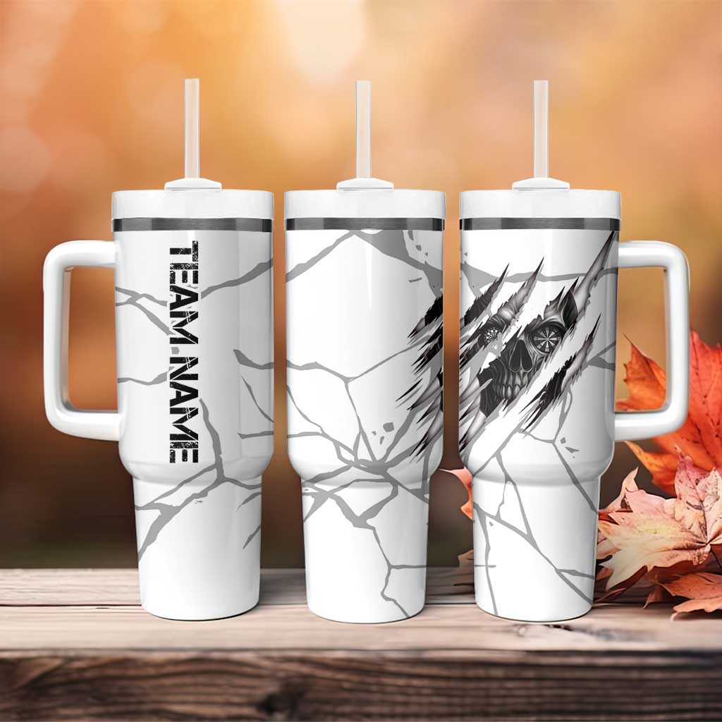 Dartboard Skull Darts Tumbler With Handle with Torn Stone Texture and Cracked Marble Design - Wonder Print Shop