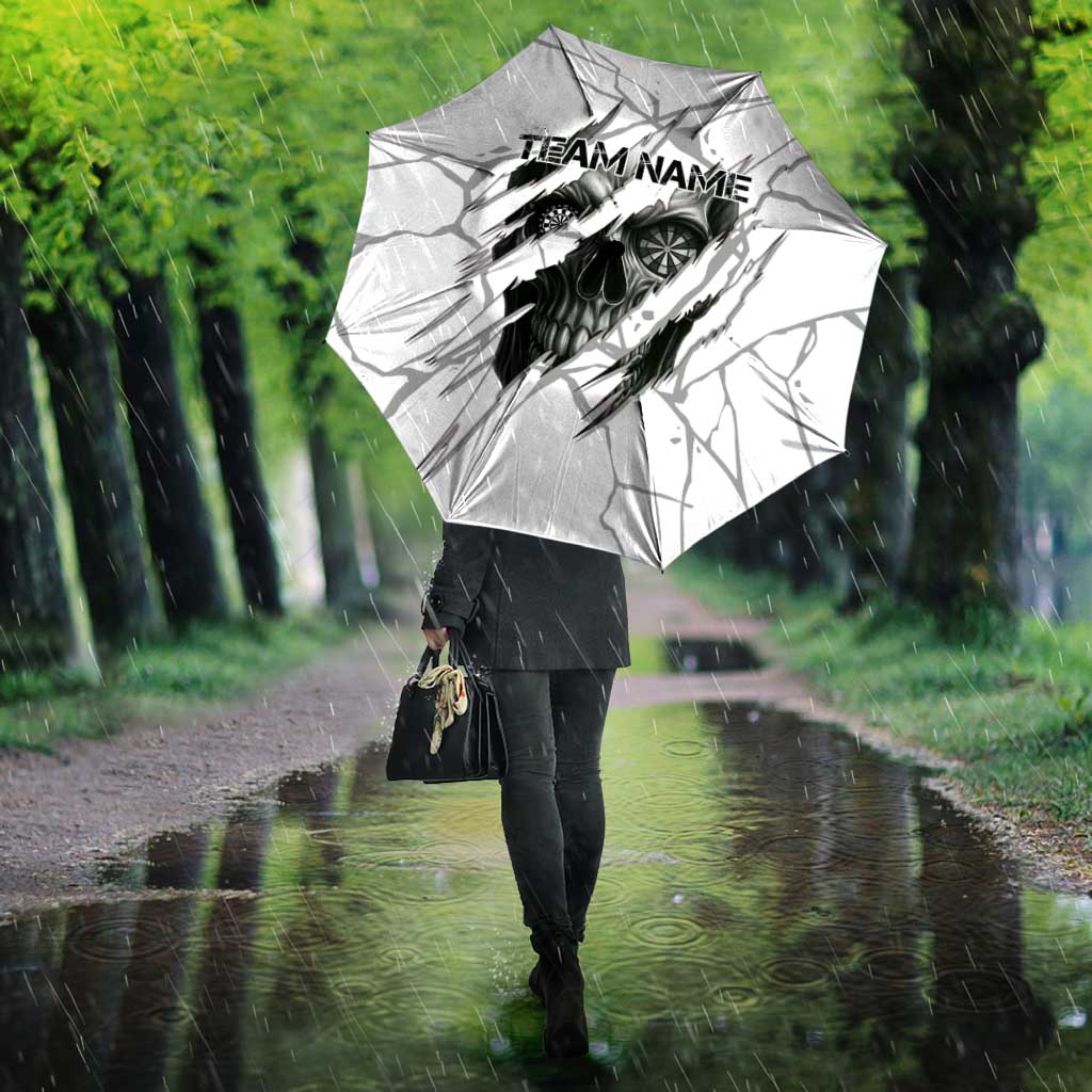 Dartboard Skull Darts Umbrella with Torn Stone Texture and Cracked Marble Design - Wonder Print Shop