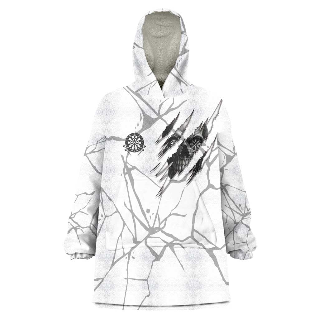 Dartboard Skull Darts Wearable Blanket Hoodie with Torn Stone Texture and Cracked Marble Design - Wonder Print Shop