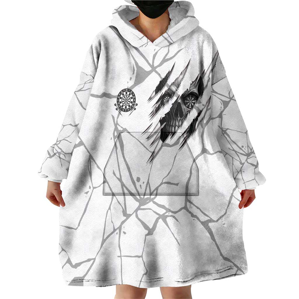 Dartboard Skull Darts Wearable Blanket Hoodie with Torn Stone Texture and Cracked Marble Design - Wonder Print Shop