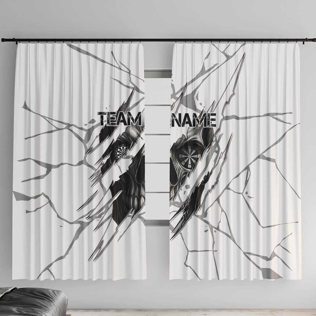 Dartboard Skull Darts Window Curtain with Torn Stone Texture and Cracked Marble Design - Wonder Print Shop