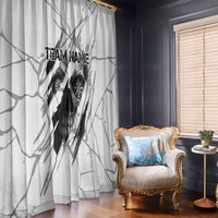 Dartboard Skull Darts Window Curtain with Torn Stone Texture and Cracked Marble Design - Wonder Print Shop