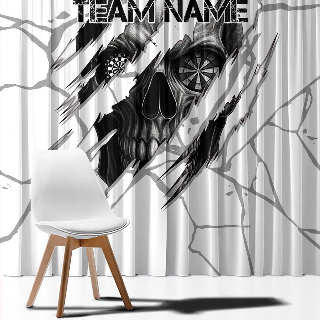 Dartboard Skull Darts Window Curtain with Torn Stone Texture and Cracked Marble Design - Wonder Print Shop