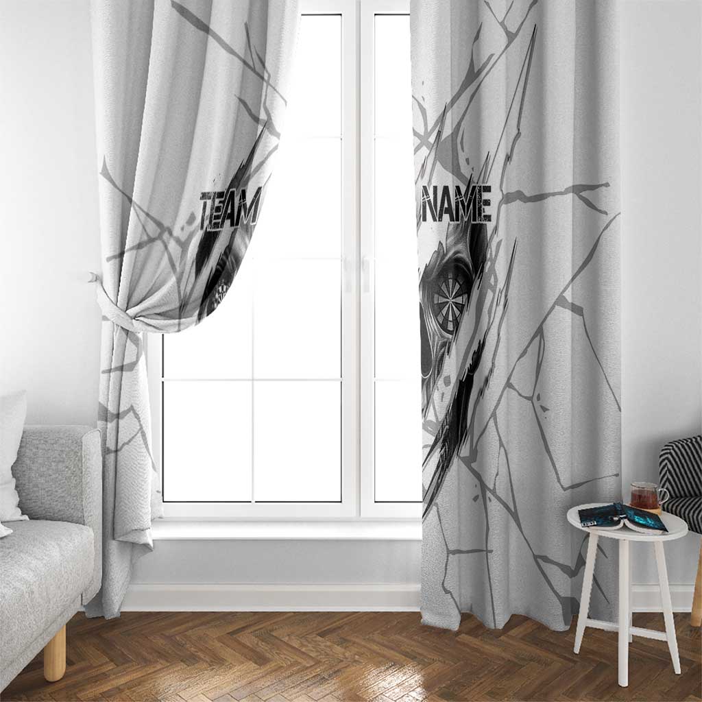 Dartboard Skull Darts Window Curtain with Torn Stone Texture and Cracked Marble Design - Wonder Print Shop