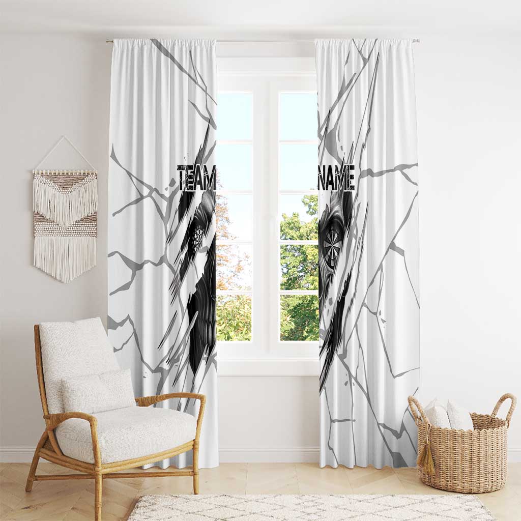 Dartboard Skull Darts Window Curtain with Torn Stone Texture and Cracked Marble Design - Wonder Print Shop
