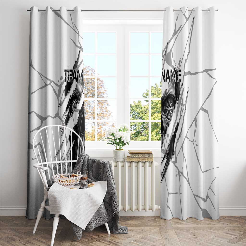 Dartboard Skull Darts Window Curtain with Torn Stone Texture and Cracked Marble Design - Wonder Print Shop