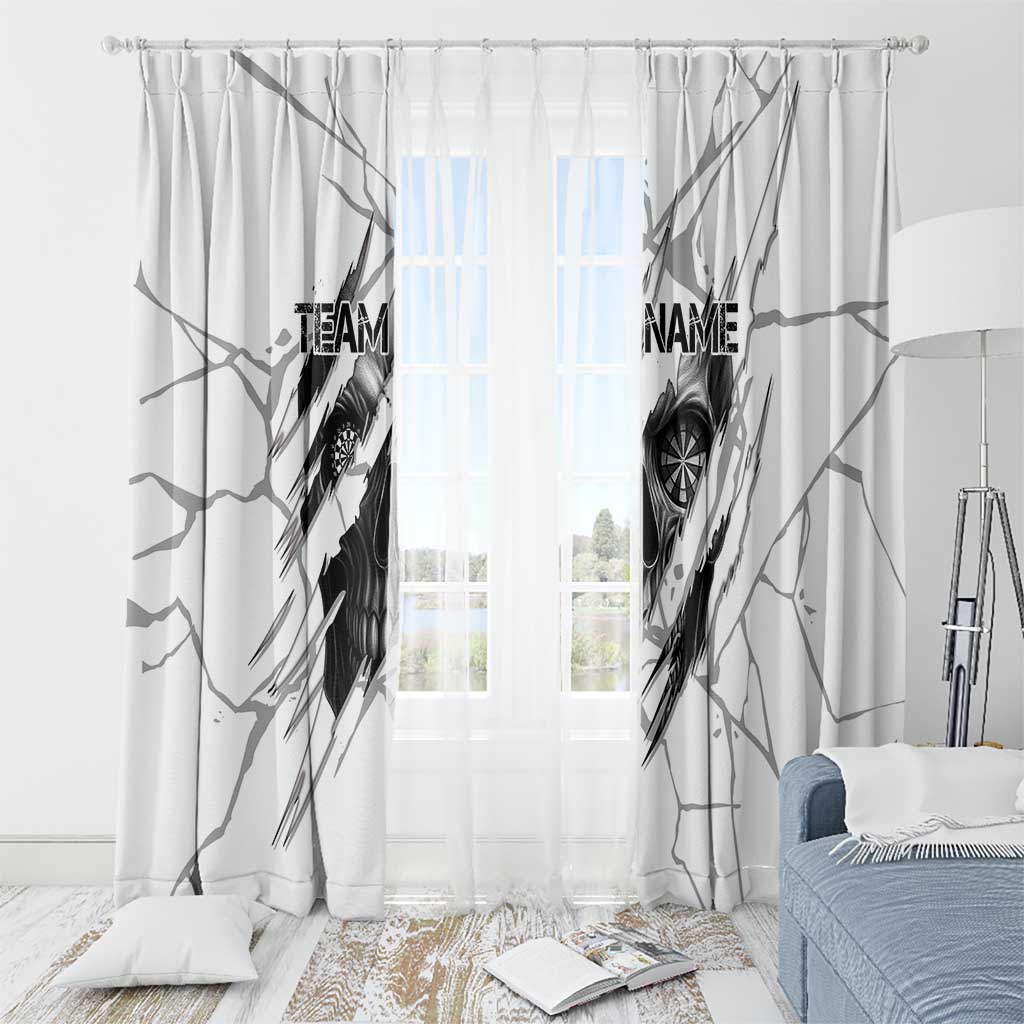 Dartboard Skull Darts Window Curtain with Torn Stone Texture and Cracked Marble Design - Wonder Print Shop