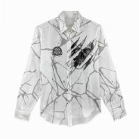Dartboard Skull Darts Women Casual Shirt with Torn Stone Texture and Cracked Marble Design - Wonder Print Shop