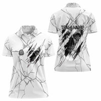Dartboard Skull Darts Women Polo Shirt with Torn Stone Texture and Cracked Marble Design - Wonder Print Shop