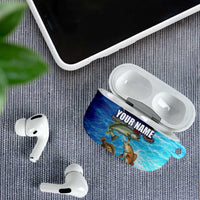 Texas Flag Fishing AirPods Case with Ocean Fish Graphic and Blue Water Background - Wonder Print Shop