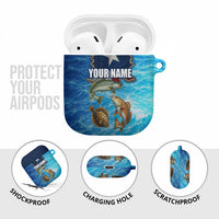 Texas Flag Fishing AirPods Case with Ocean Fish Graphic and Blue Water Background - Wonder Print Shop